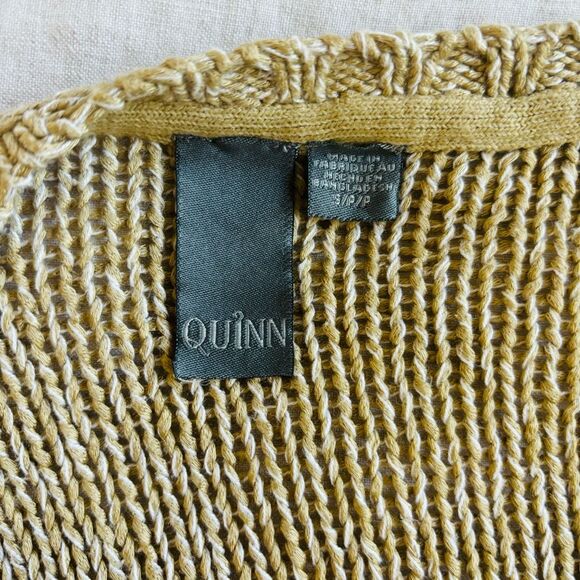 Quinn Sweater scoop neck tan and ivory marled rare 1990’s fisherman swea… - Picture 3 of 8